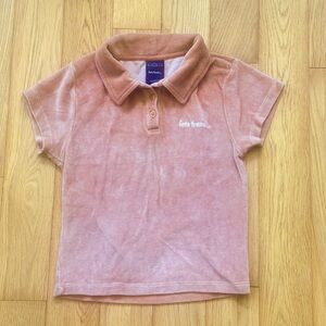 Urban Outfitters Iets Frans Velour Polo Crop Top
